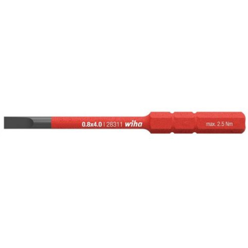 WH-43115 Бита SoftFinish electric slimBit Slotted 2831-10 43115 0,4 x 2,0 х 0,4Нм шлицевая Wiha
